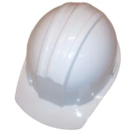 10 White Cap style Hard Hats 4 Point Suspension Adjustable Ratchet Headgear & Strap