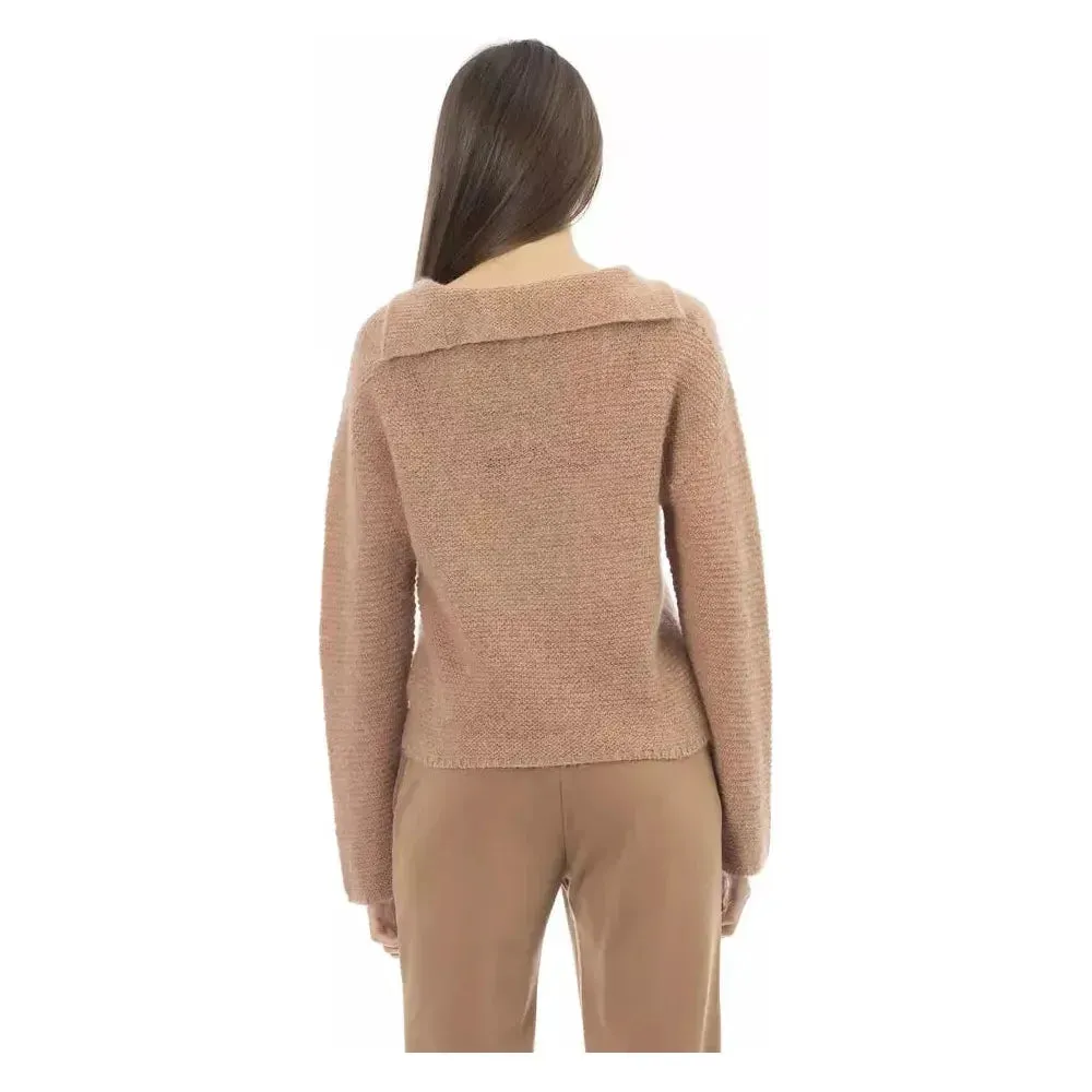 Alpha Studio Beige Merino Wool Women Sweater