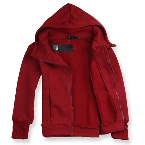 Autumn Cotton Loose Zipper Hooded Sweatshirt for Men