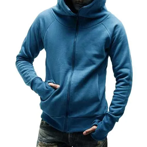 Autumn Cotton Loose Zipper Hooded Sweatshirt for Men