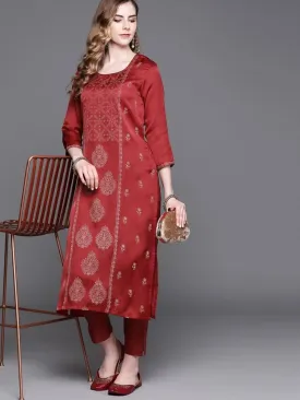 Black and Maroon Printed Kurta with Palazzo