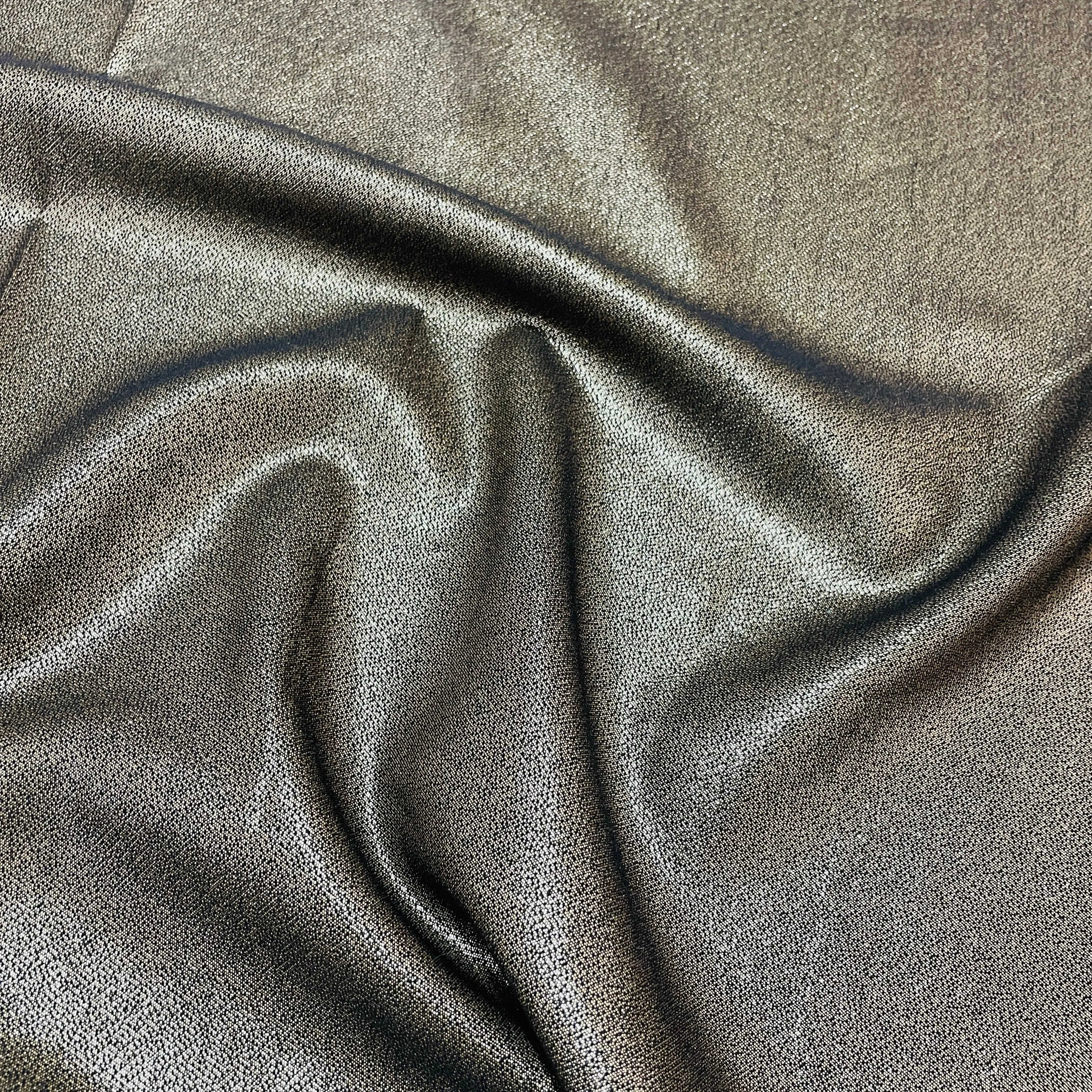 Black Golden Foil Lycra Cotton Satin Fabric