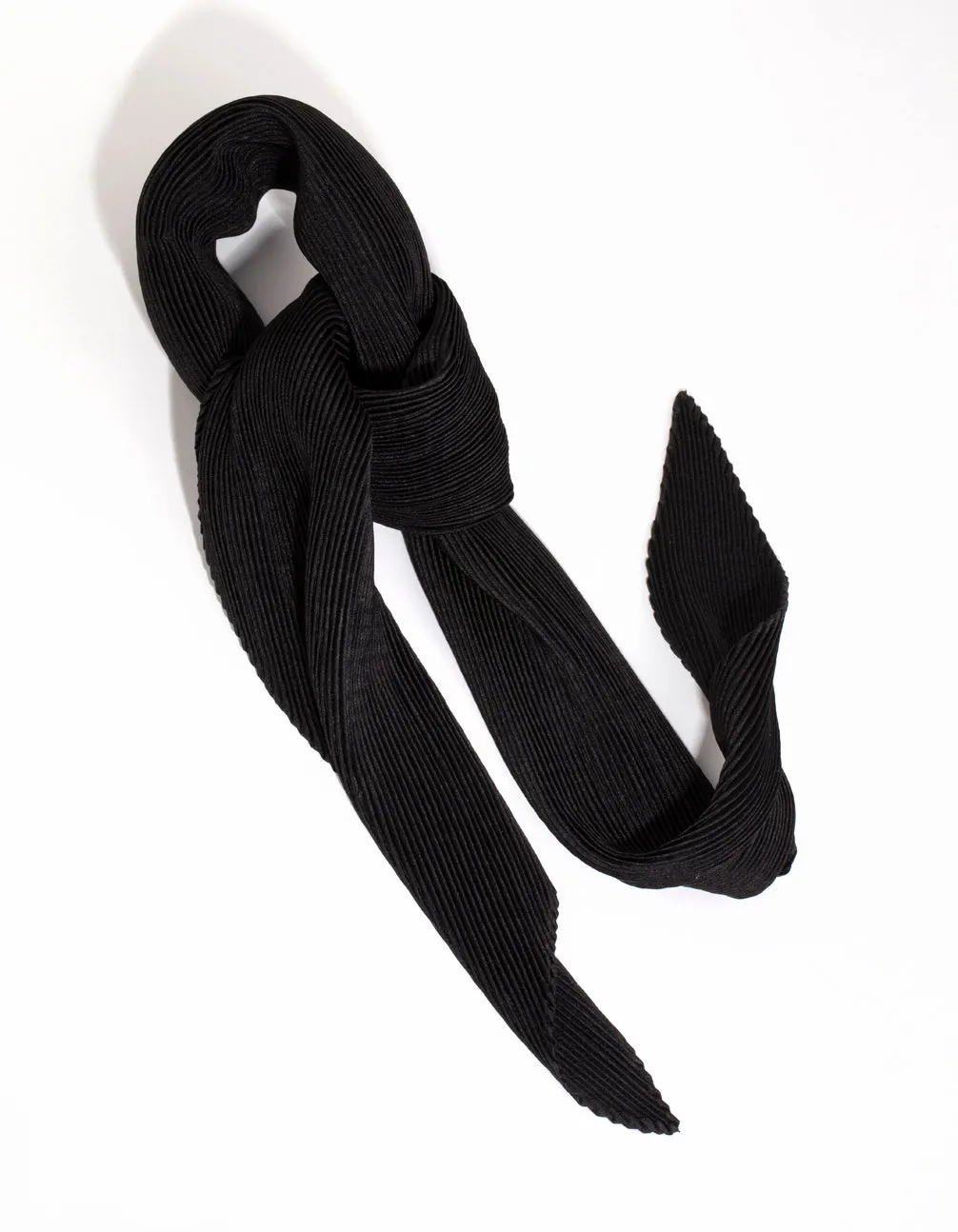 Black Satin Pleated Scarf