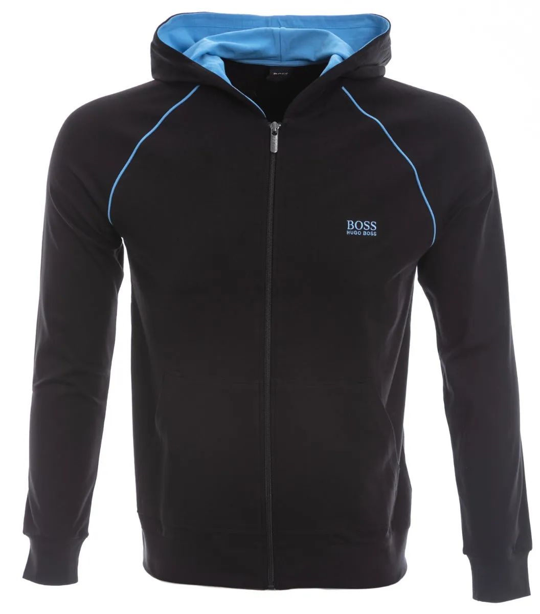 BOSS Mix & Match Jacket H Hooded Sweatshirt in Black & Sky Blue Trim