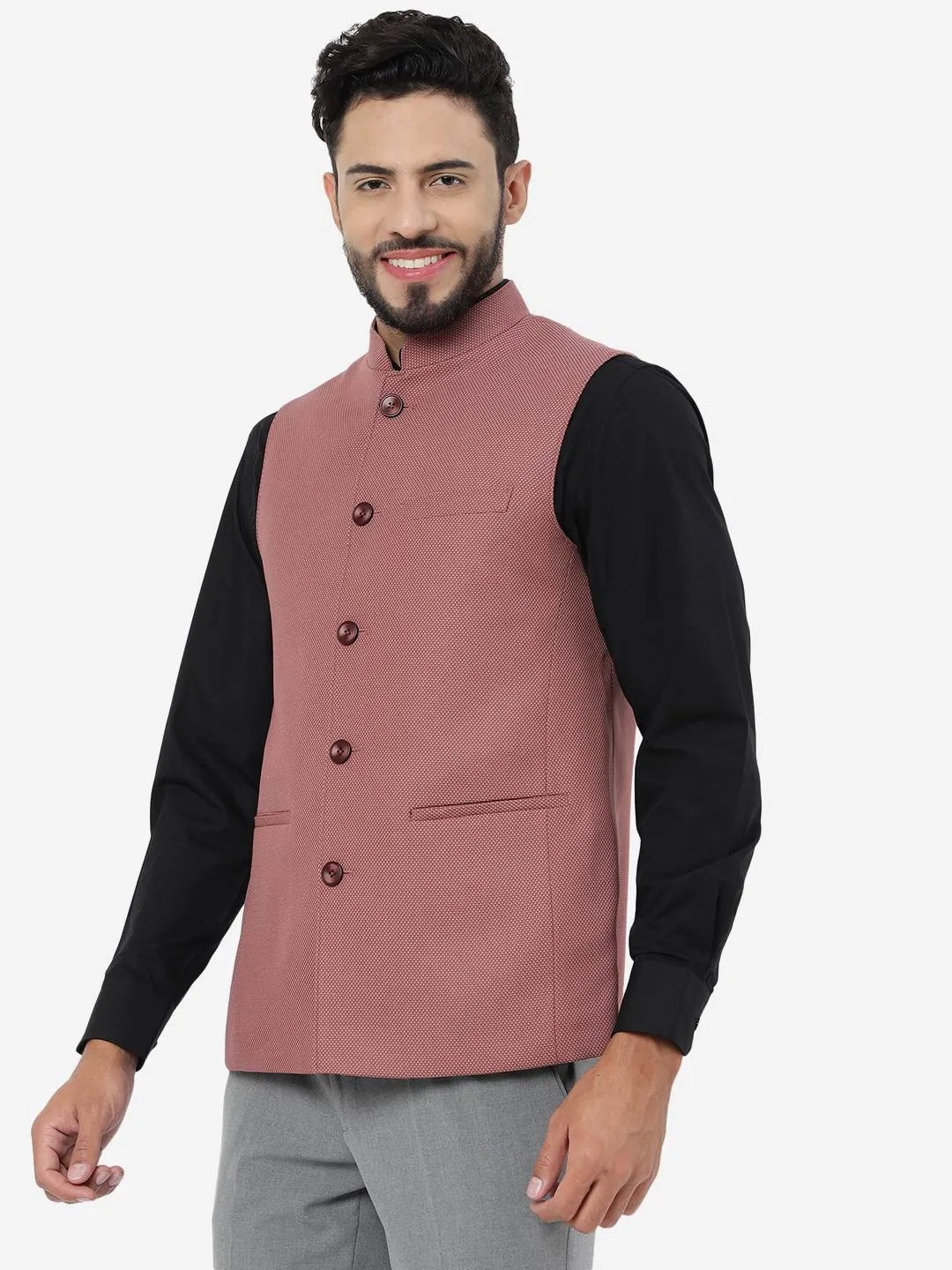 Brick Red Solid Regular Fit Modi Jacket | JadeBlue