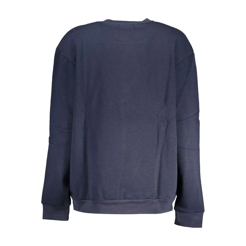 Cavalli Class Chic Blue Embroidered Fleece Sweatshirt