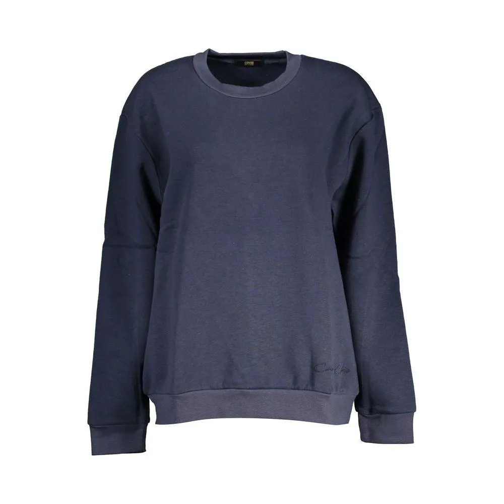 Cavalli Class Chic Blue Embroidered Fleece Sweatshirt