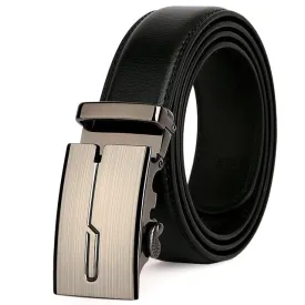 Classy Men Black Leather Suit Belt