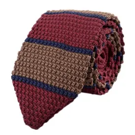 Classy Men Red Brown Blue Knitted Tie