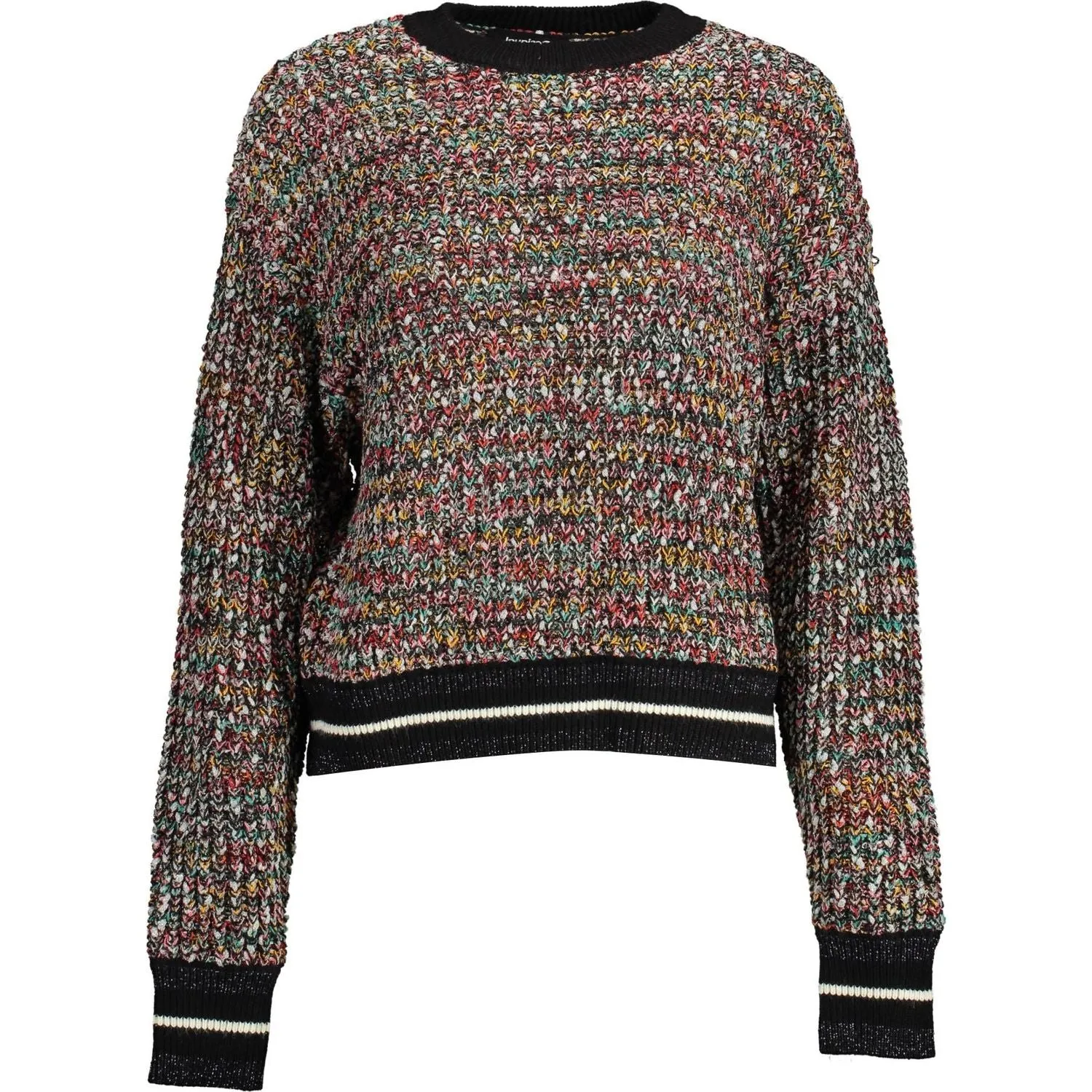 Desigual Enigmatic Black Sweater with Contrasting Details