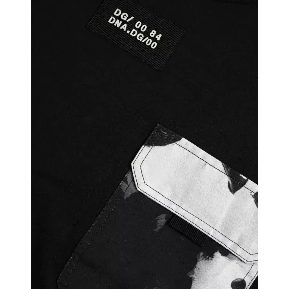 Dolce & Gabbana Black Cotton Pocket Short Sleeves Men T-shirt