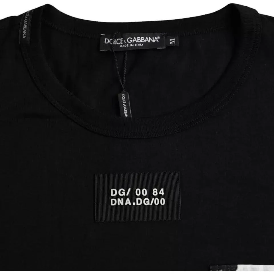 Dolce & Gabbana Black Cotton Pocket Short Sleeves Men T-shirt