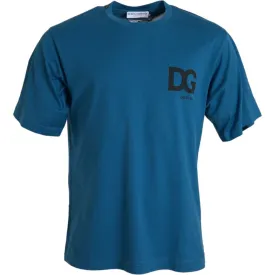 Dolce & Gabbana Blue Logo Round Neck Short Sleeves T-shirt