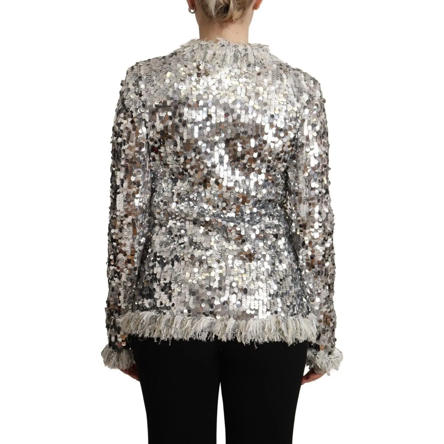 Dolce & Gabbana Chic Silver Sequined Jacket Coat