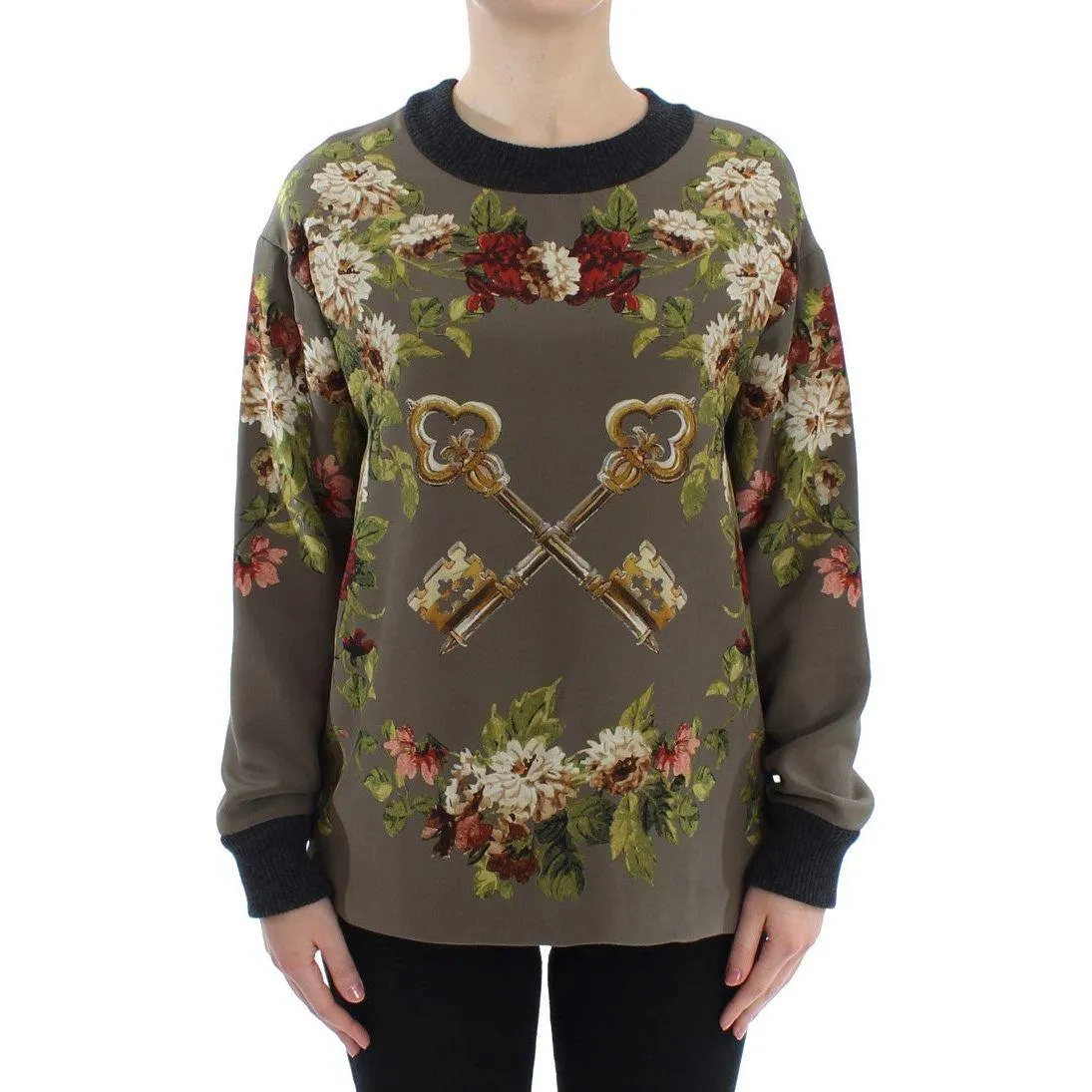 Dolce & Gabbana Enchanted Sicily Silk Crewneck Blouse