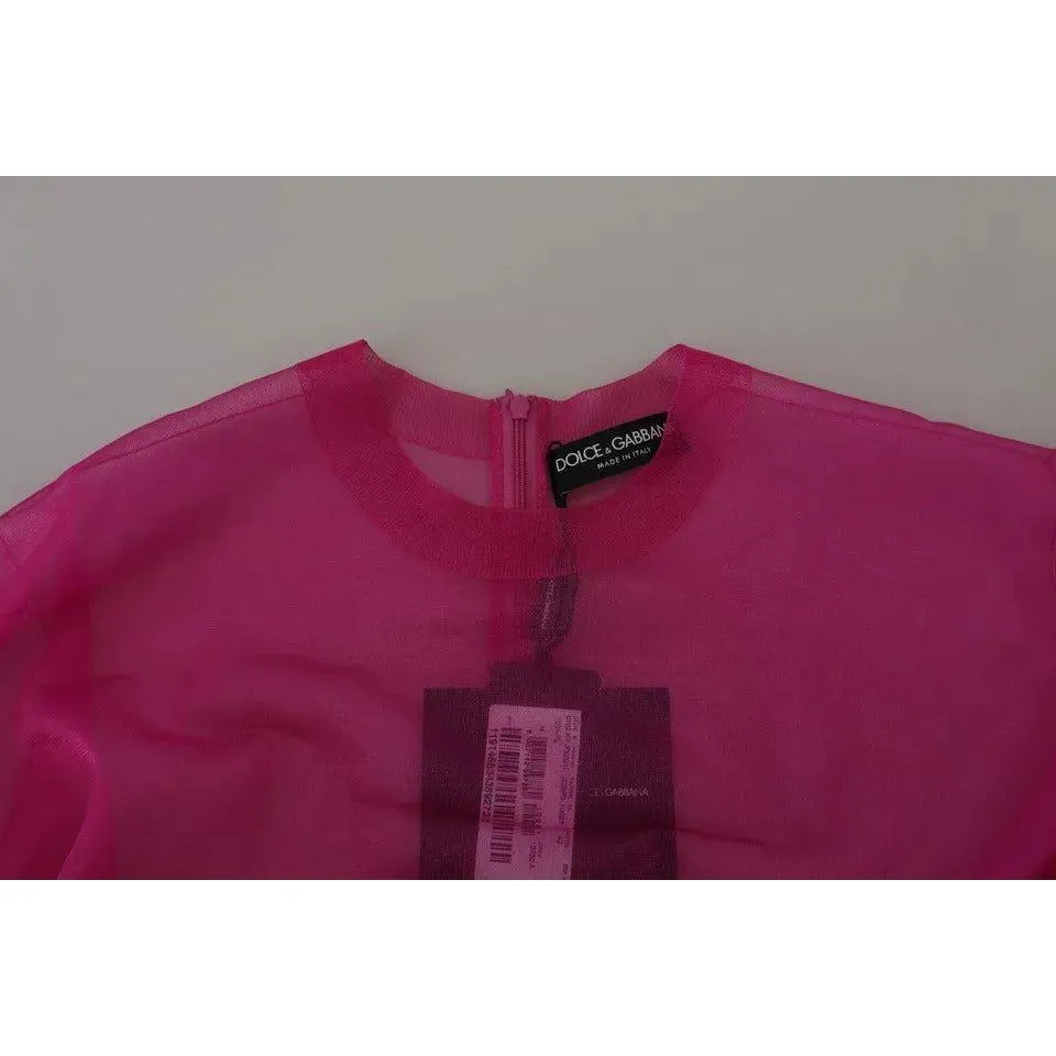 Dolce & Gabbana Fuchsia Polyester Crewneck Pullover Sweater