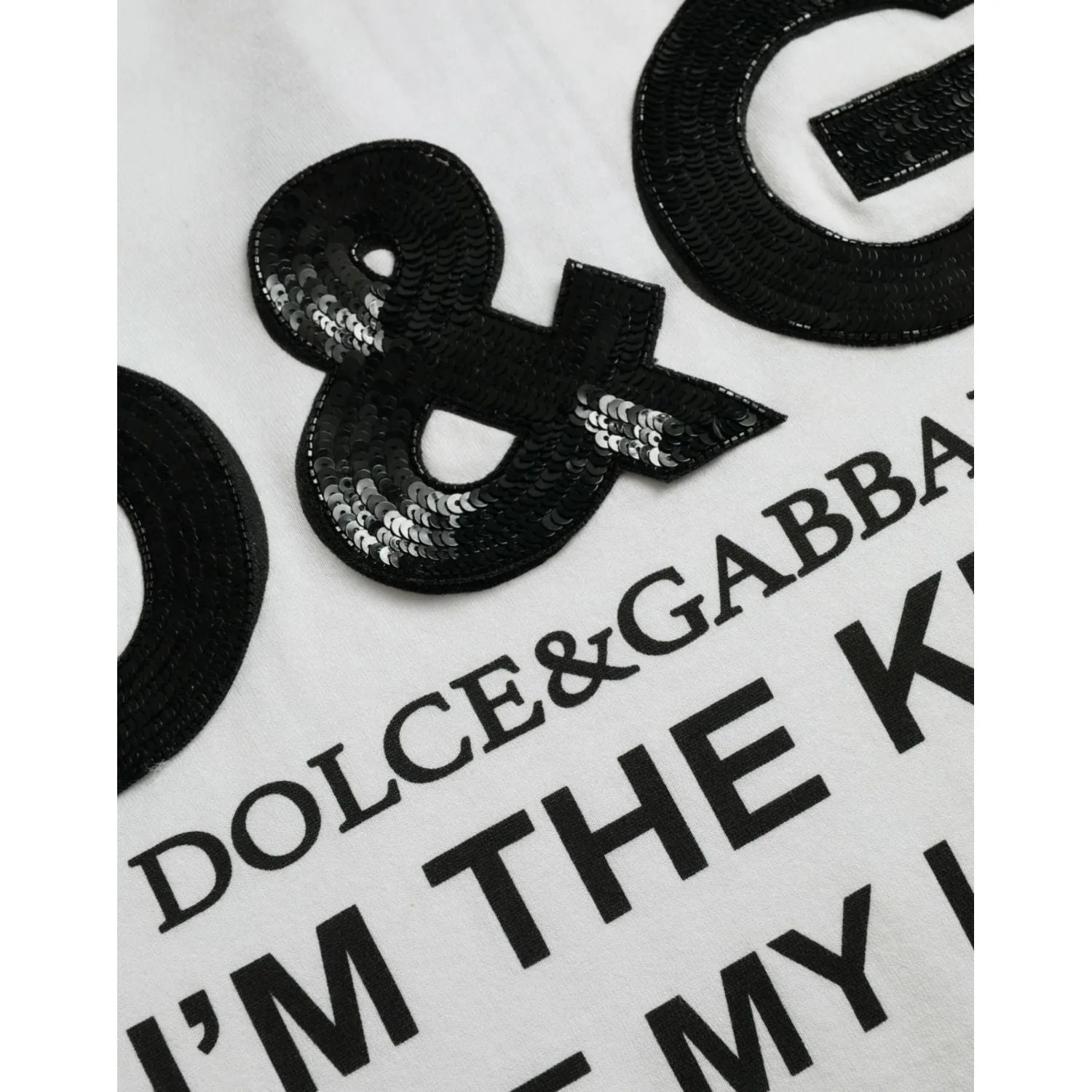 Dolce & Gabbana White D&G King Print Cotton Crewneck T-shirt