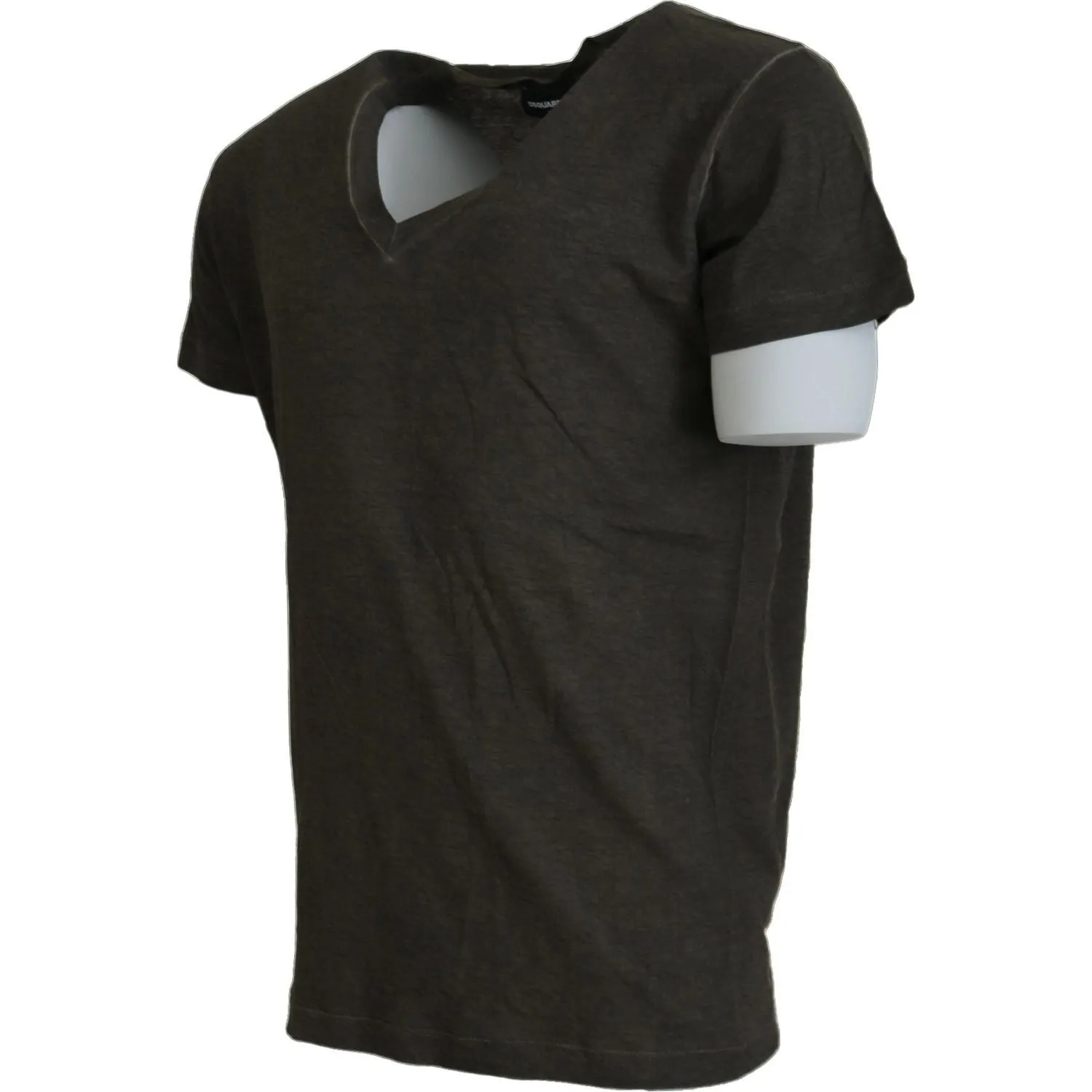 Dsquared² Gray Cotton Linen Short Sleeves V-neck T-shirt