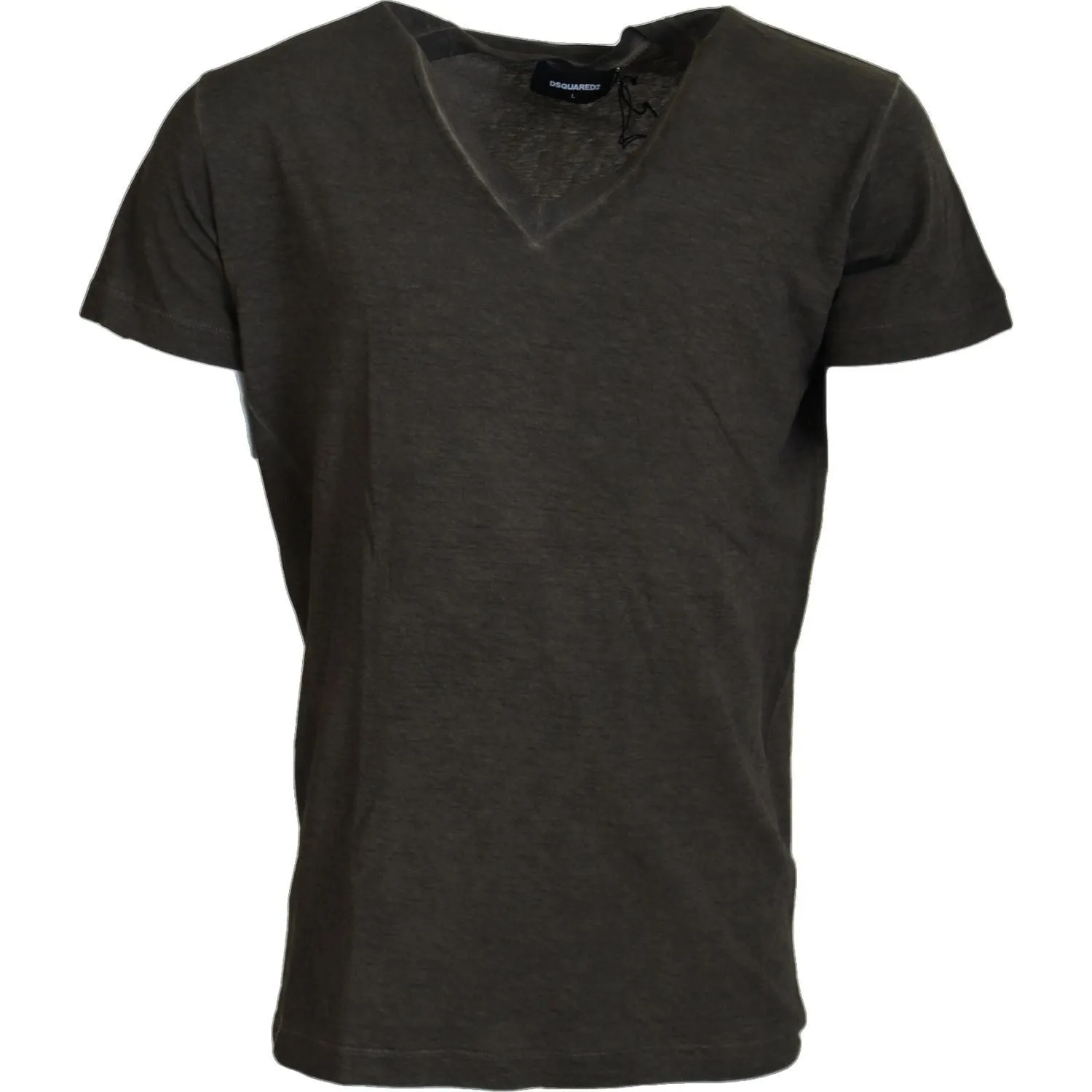 Dsquared² Gray Cotton Linen Short Sleeves V-neck T-shirt