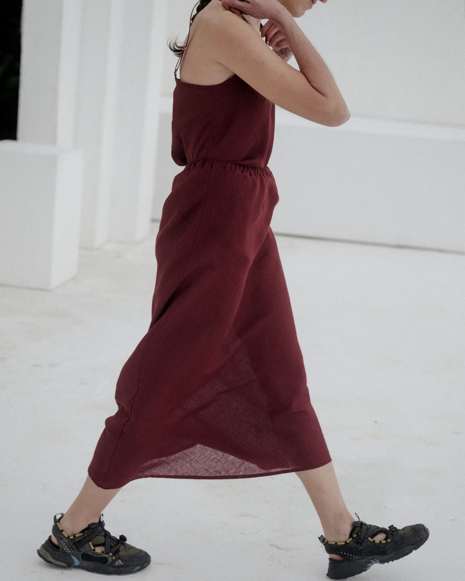 Dydine Skirt - Fine Linen - Stome Burgundy