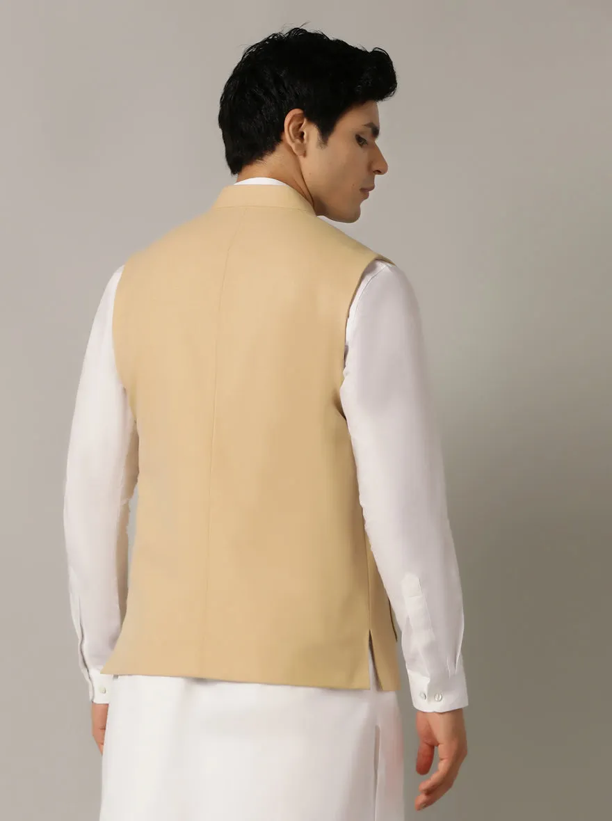 Fawn Solid Regular Fit Modi Jacket | JadeBlue