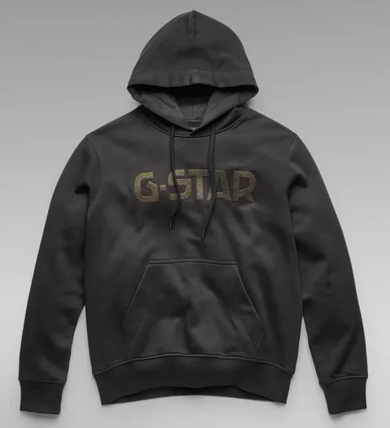 G-STAR LOGO PULL-OVER HOODY (BLACK)