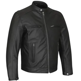 HMM543 High Mileage Plain Premium Men's Black Leather Jacket