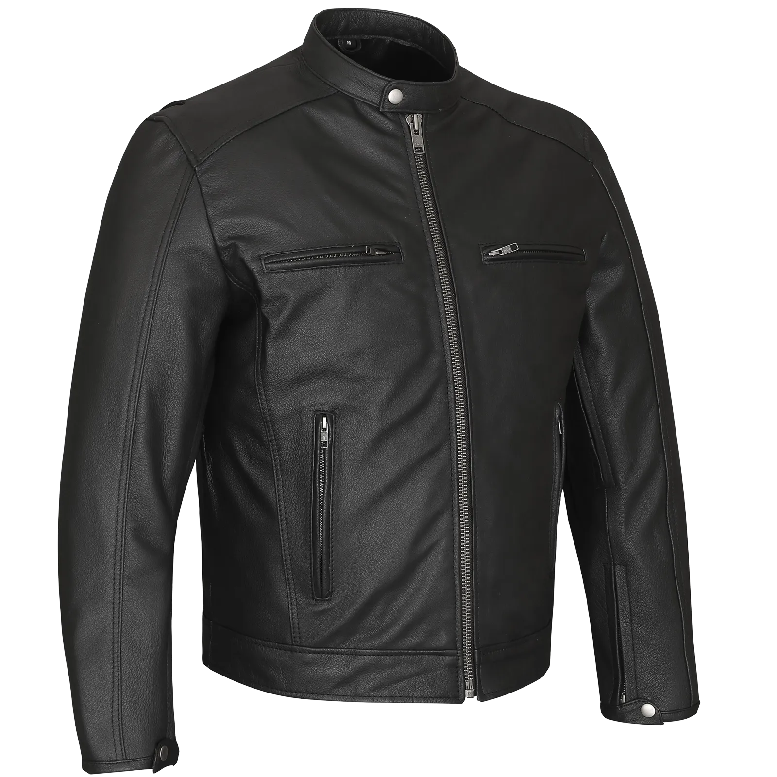 HMM543 High Mileage Plain Premium Men's Black Leather Jacket