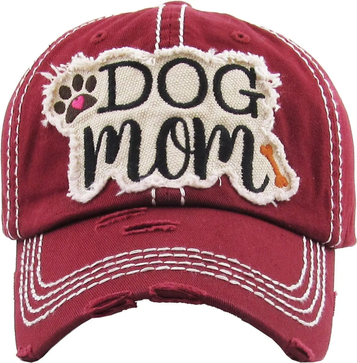 KBV1140 "DOG MOM" Washed Vintage Premium Cotton Cap