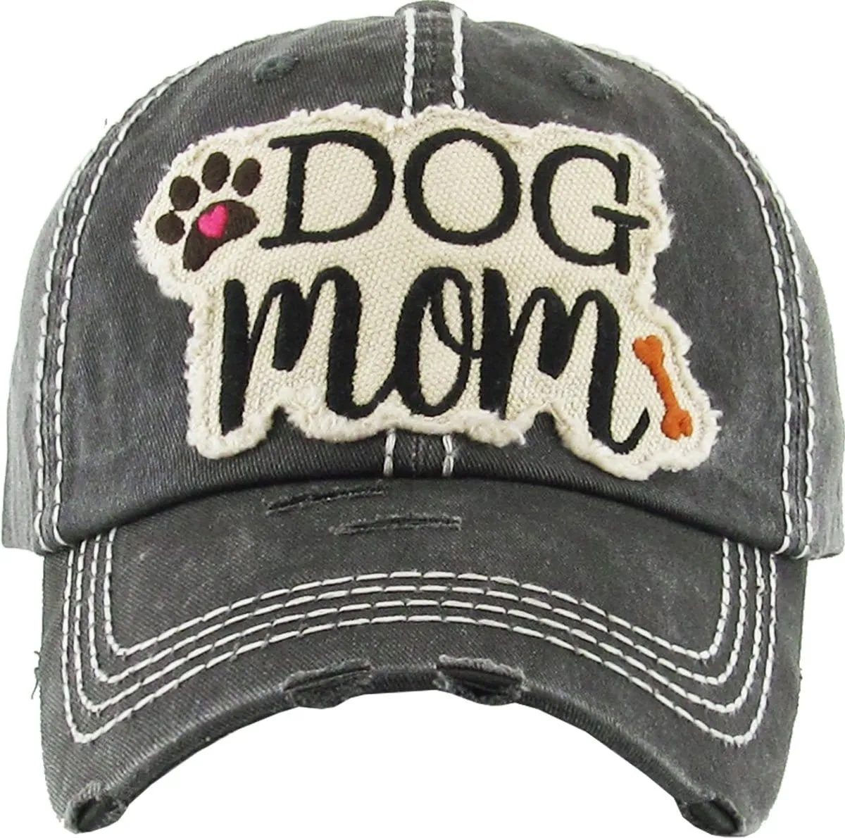 KBV1140 "DOG MOM" Washed Vintage Premium Cotton Cap