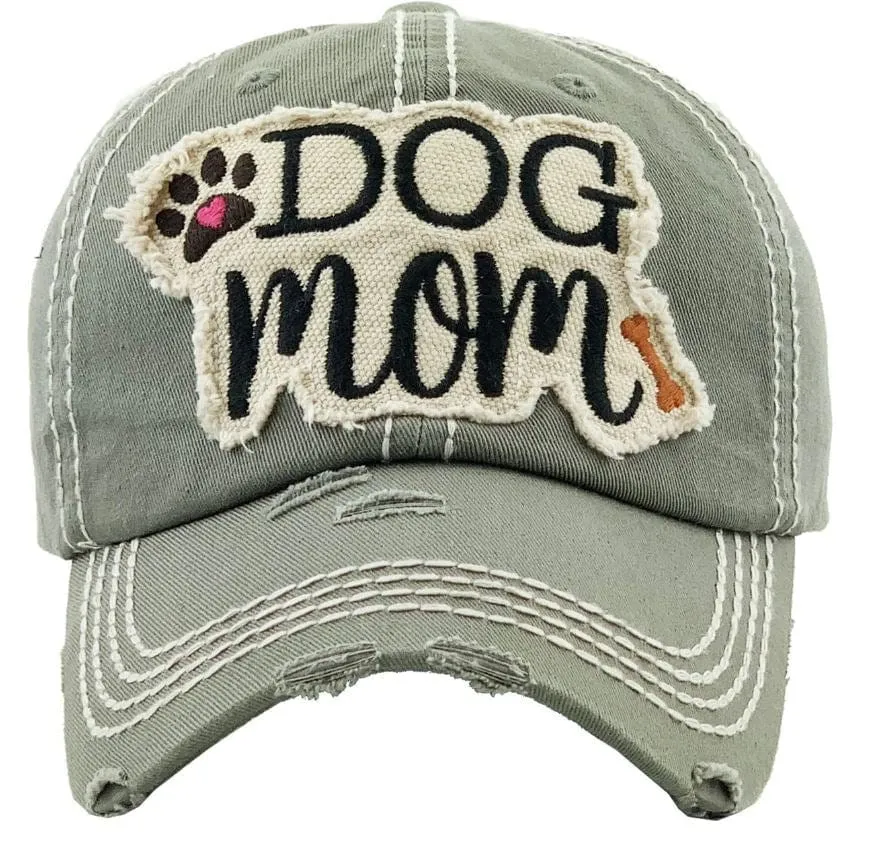 KBV1140 "DOG MOM" Washed Vintage Premium Cotton Cap