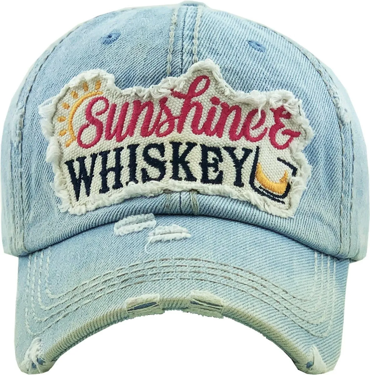 KBV1275 "SUNSHINE & WHISKEY" Vintage Distressed Cotton Cap