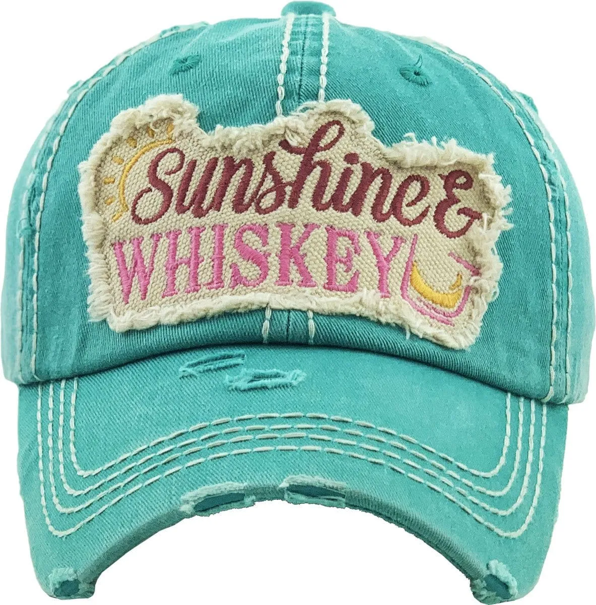 KBV1275 "SUNSHINE & WHISKEY" Vintage Distressed Cotton Cap