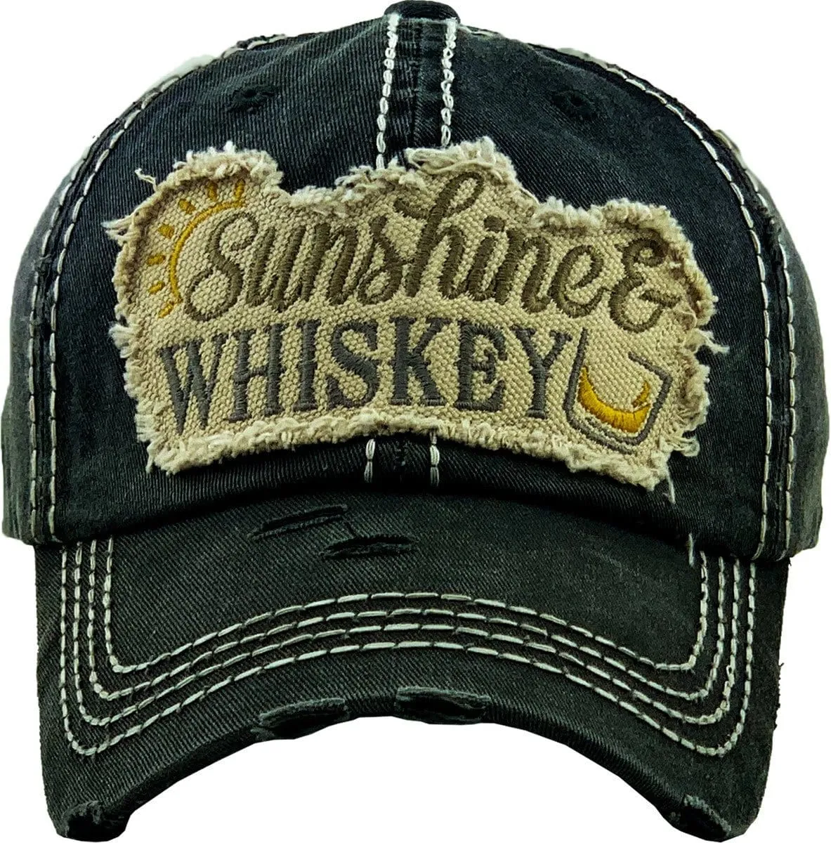 KBV1275 "SUNSHINE & WHISKEY" Vintage Distressed Cotton Cap