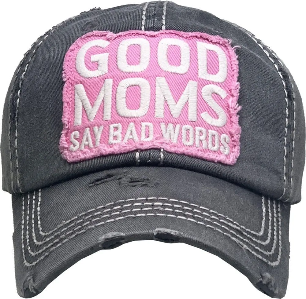 KBV1369 "Good Moms Say Bad Words" Vintage Washed Baseball Cap