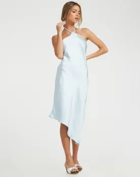 Kimora Midi Dress in Satin Ice Blue