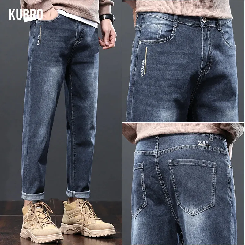 KUBRO Autumn New Classic Men's Slim Jeans Street Retro Y2K Trousers Fashion Hombre Elegant Versatile Cotton Stretch Denim Pants