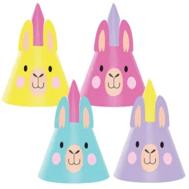 Llama Party Hats Assorted Designs Child Size 8pk