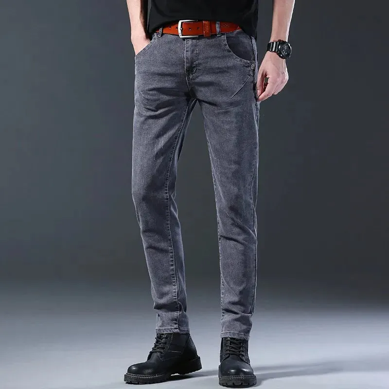 Male Denim Jeans Fashion New Brand Cool Casual Pants Daily High Street Grey High Quality Dropship