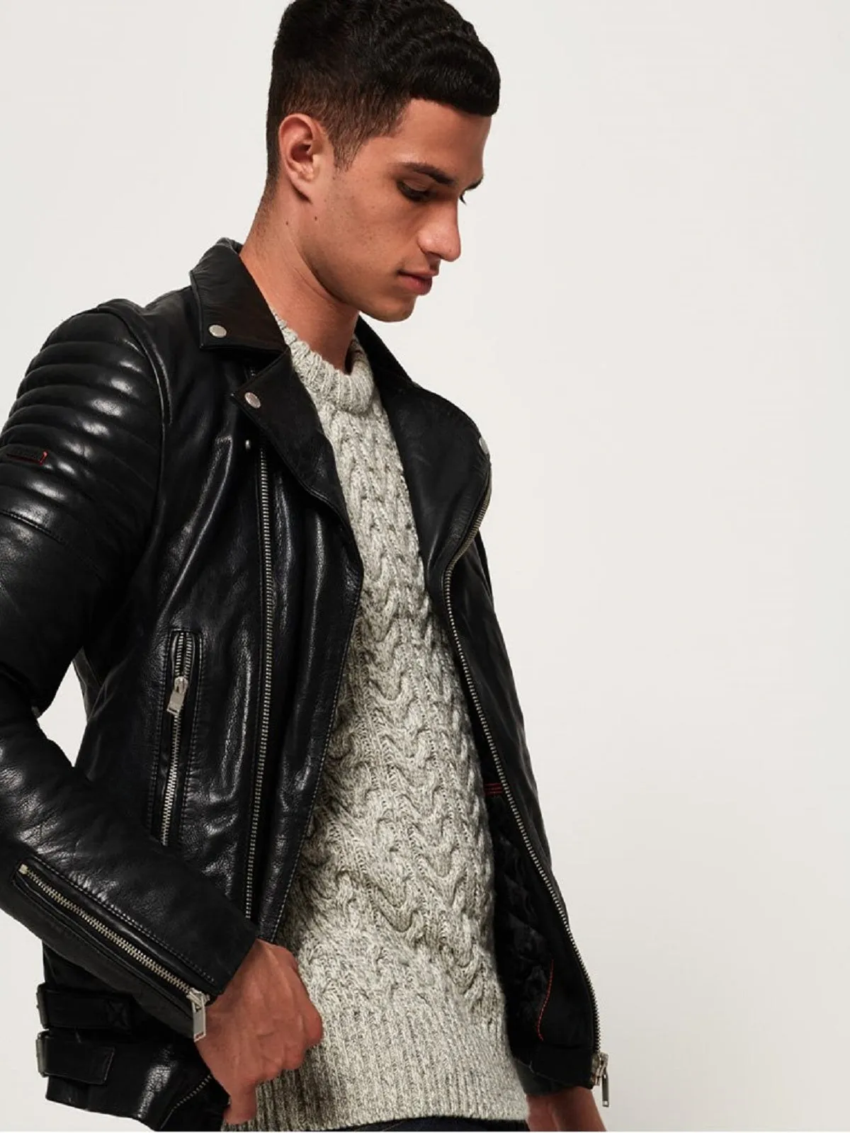 Men Wrinkled Leather Jacket