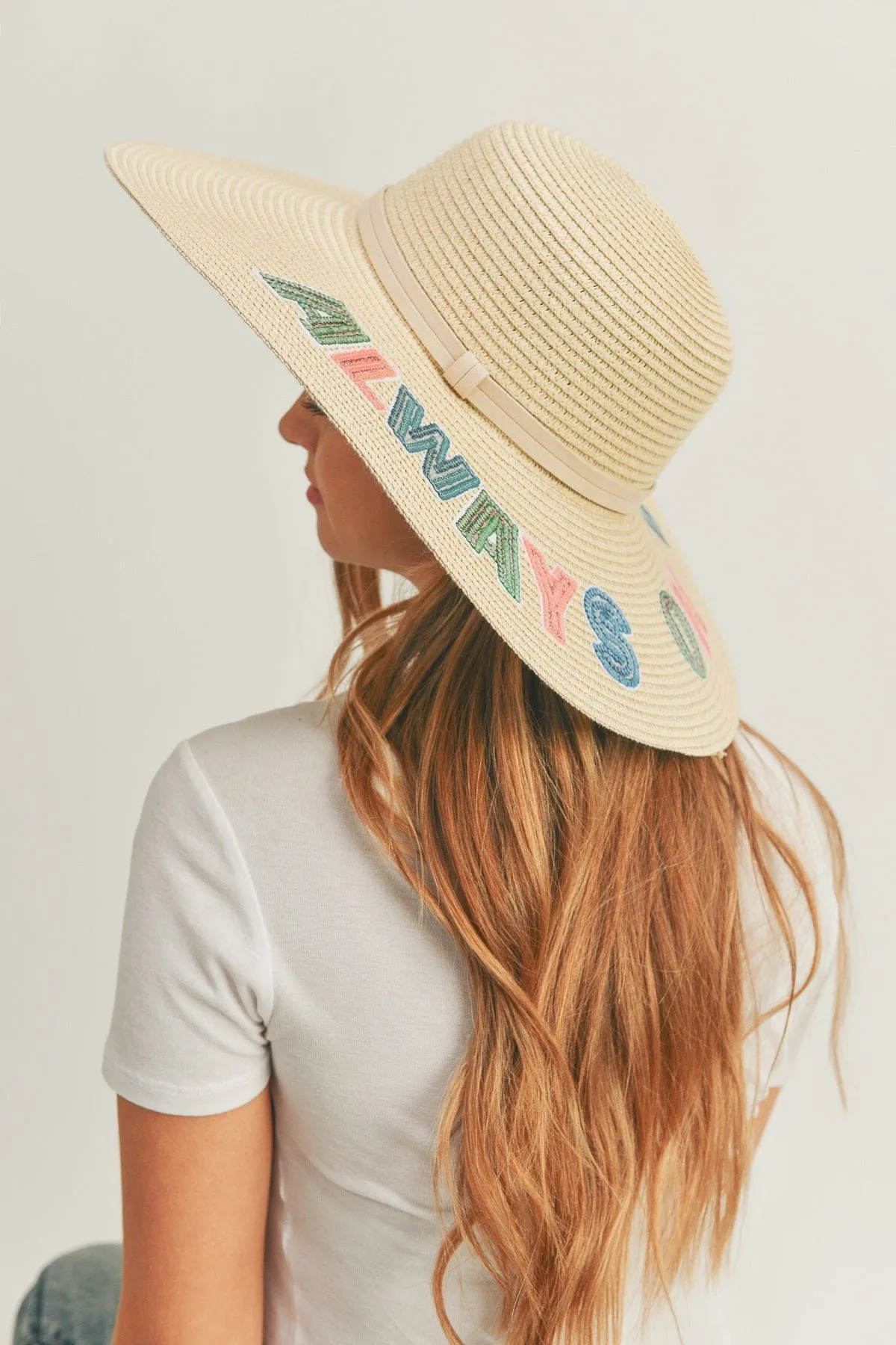 MH0120 Sequin Letter "Always on Vacay" Floppy Hat