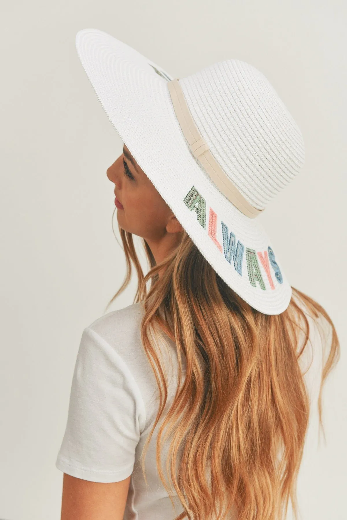 MH0120 Sequin Letter "Always on Vacay" Floppy Hat