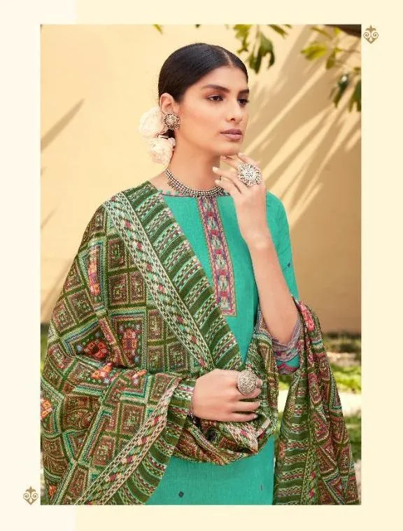 New Patola Collection Women Green Unstitched Lawn Suits Dress Material