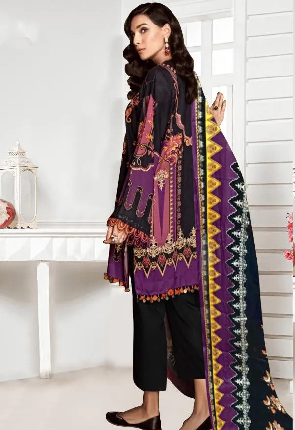 Pakistani Unstitched Black salwar kameez Cotton Dress Material