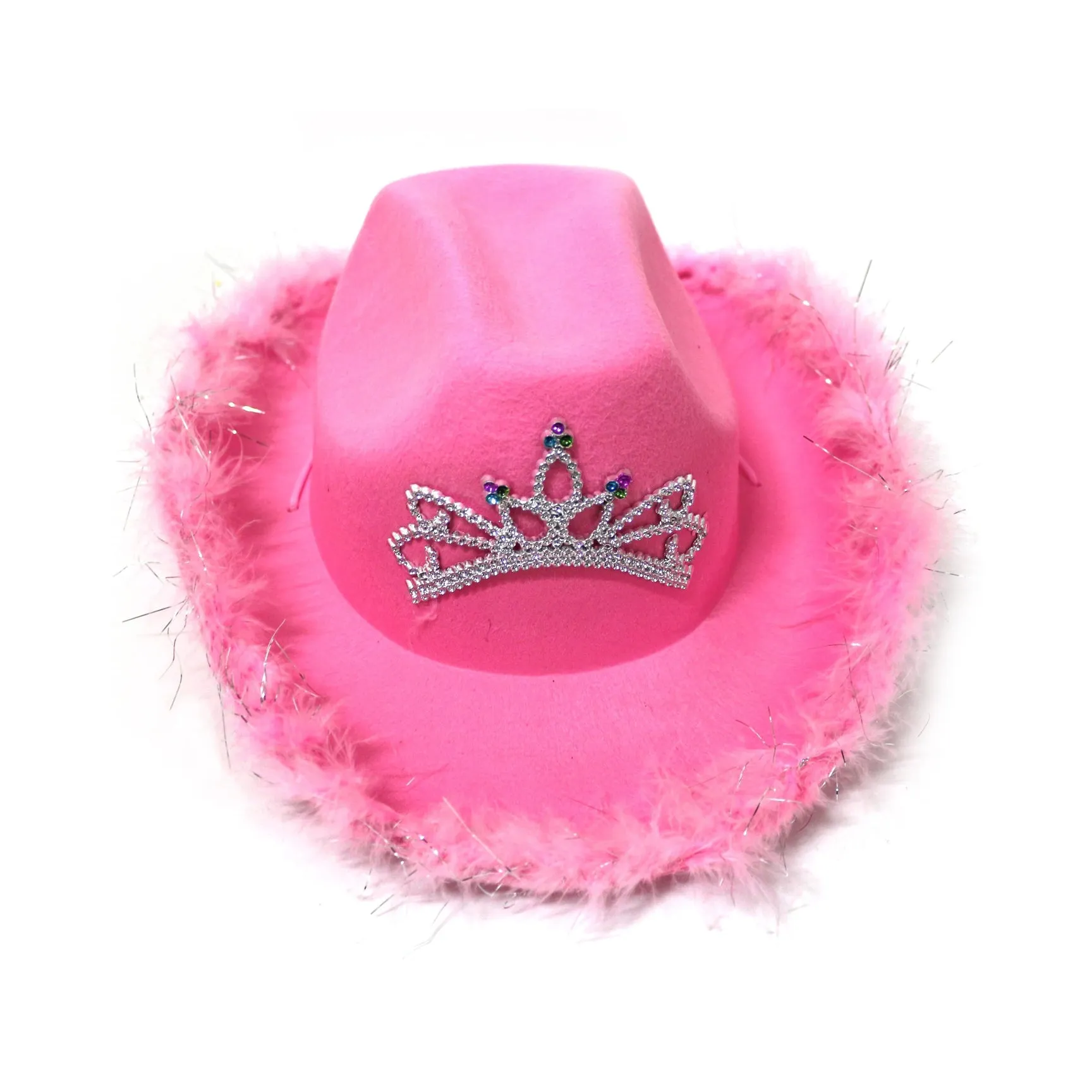 Pink Cowboy Hats With Sequins Feather