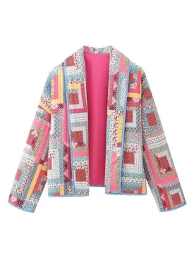 Pre Order:  Vintage Patchwork Cotton Padded Oversized Jacket