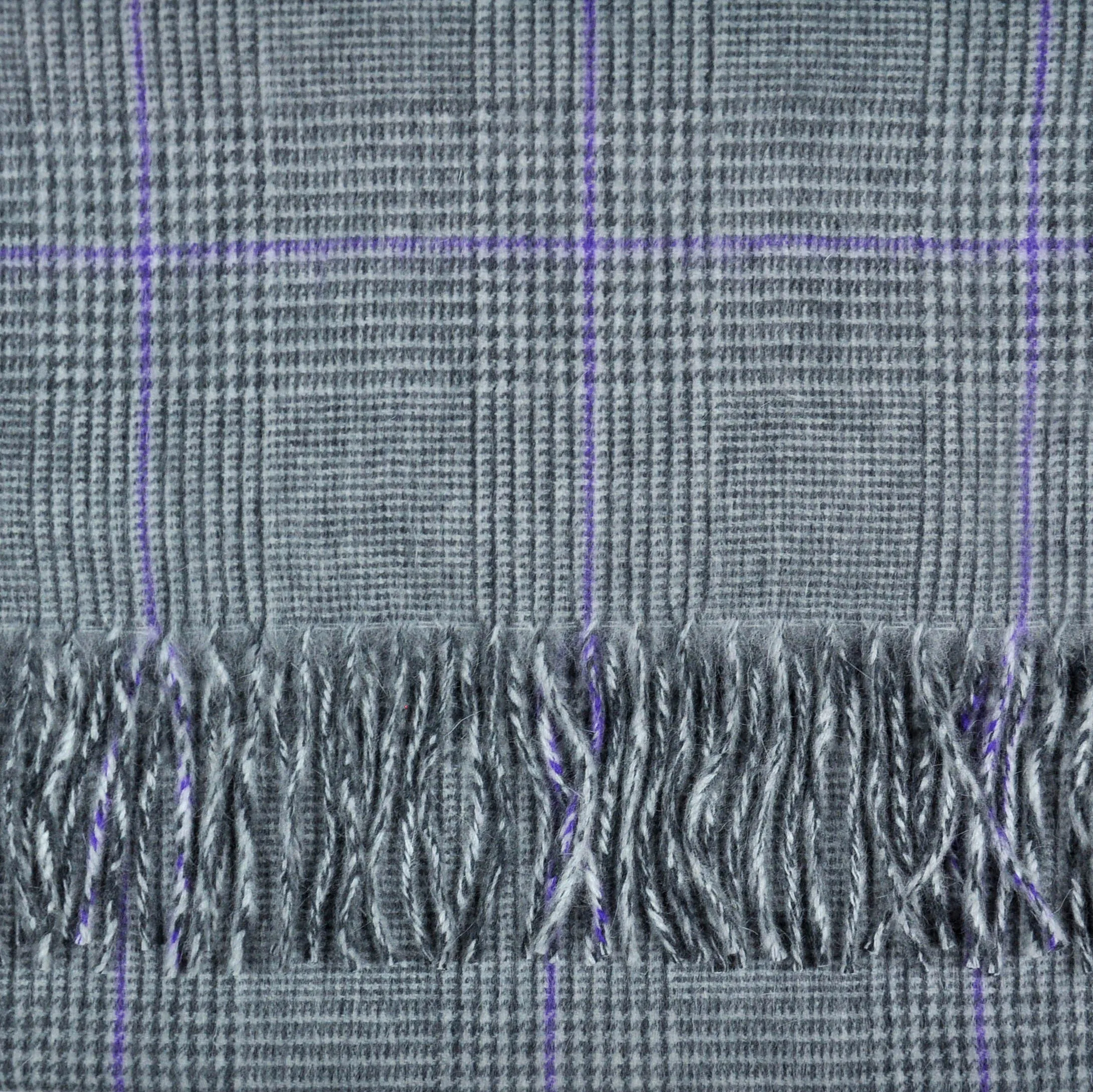 Prince of Wales Check Winter Scarf with Purple Window Pane