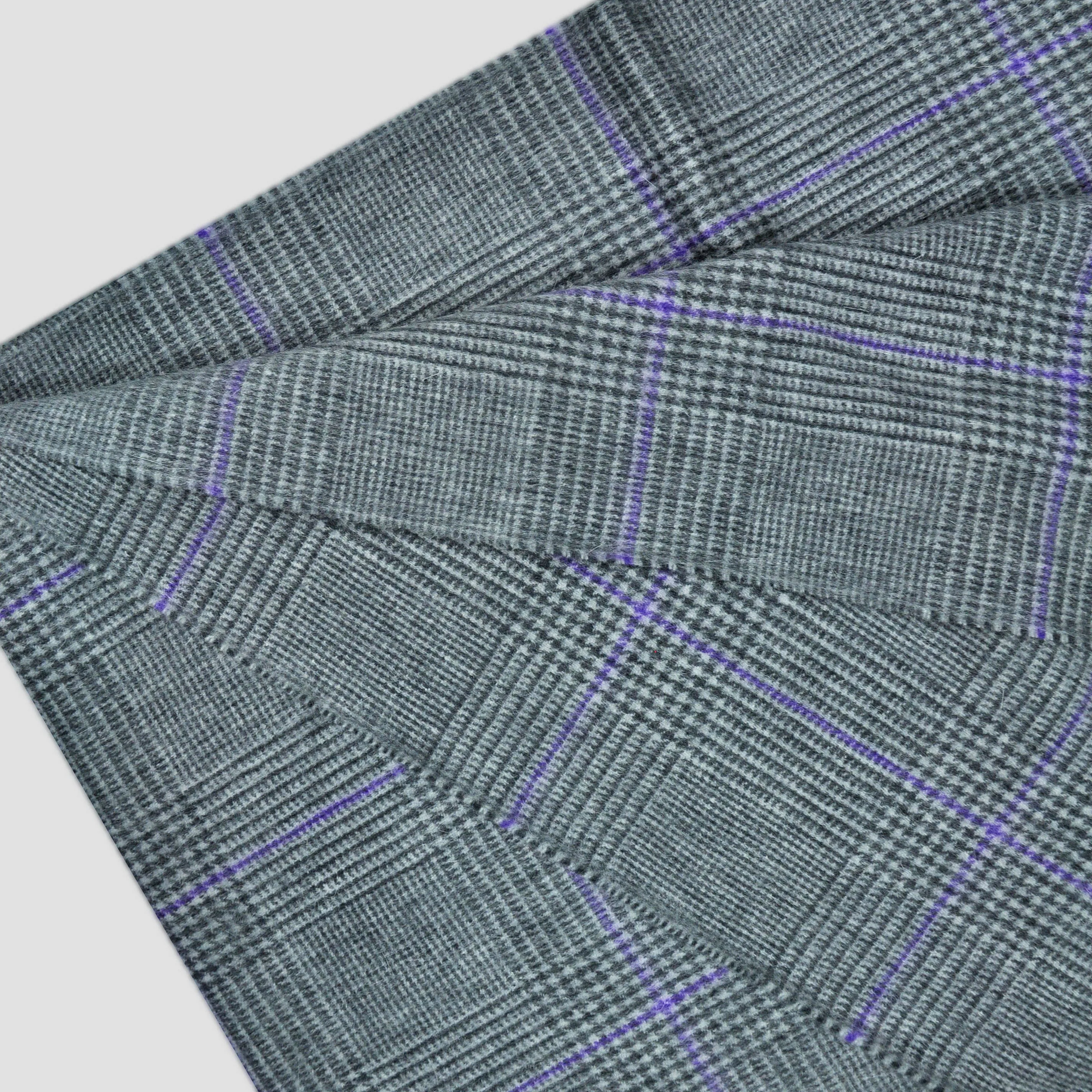 Prince of Wales Check Winter Scarf with Purple Window Pane