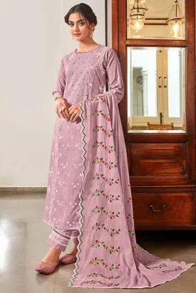 Pure Cotton Pink Unstitched Printed Salwar Suit Material