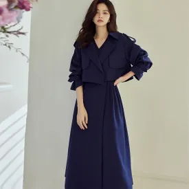 Short Jacket and Dress Set in Navy Blue